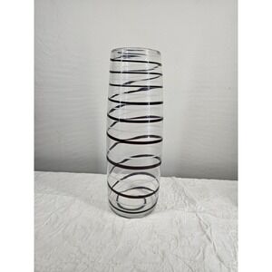 Vintage Unique,‎ Large Hand-Blown Glass Vase with Striped Accents 14 In